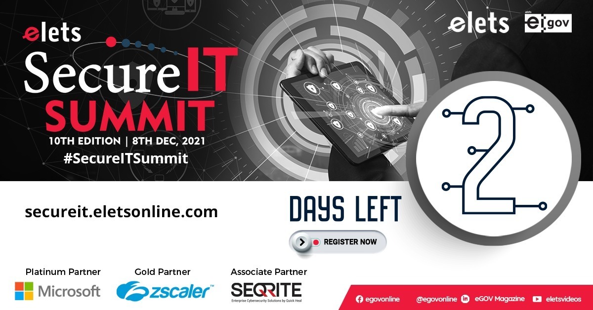 egovonline's tweet photo. Only 2 Days to Go!
Stay tuned to witness top bureaucrats & industry leaders deliberate on #cybersecurity in the #postcovid era at the 10th Elets #SecureITSummit 2021 on Dec 8.
To register: https://t.co/Gg1neM1EeE
@MicrosoftIndia @zscaler @Seqrite #cybersecurity https://t.co/9xEZyidBs6