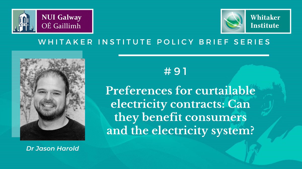 Whitaker Institute (@whitaker_inst) on Twitter photo We have a new Policy Brief! The brief, by Dr <a href="/jasonharold/">Jason Harold</a>, is titled 'Preferences for curtailable electricity contracts: Can they benefit consumers and the electricity system?' and is no. 91 in the <a href="/Whitaker_Inst/">Whitaker Institute</a> Policy Brief series!
Read more ➡️whitakerinstitute.ie/preferences-fo… We have a new Policy Brief! The brief, by Dr <a href="/jasonharold/">Jason Harold</a>, is titled 'Preferences for curtailable electricity contracts: Can they benefit consumers and the electricity system?' and is no. 91 in the <a href="/Whitaker_Inst/">Whitaker Institute</a> Policy Brief series!
Read more ➡️whitakerinstitute.ie/preferences-fo…