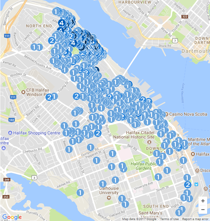 ThisDayInWWI's tweet photo. The Halifax Explosion killed nearly 2,000 people #OTD Dec 6 1917. Here is where most of them lived. https://t.co/Gok7u4vQ83 https://t.co/3xudQuv1oS