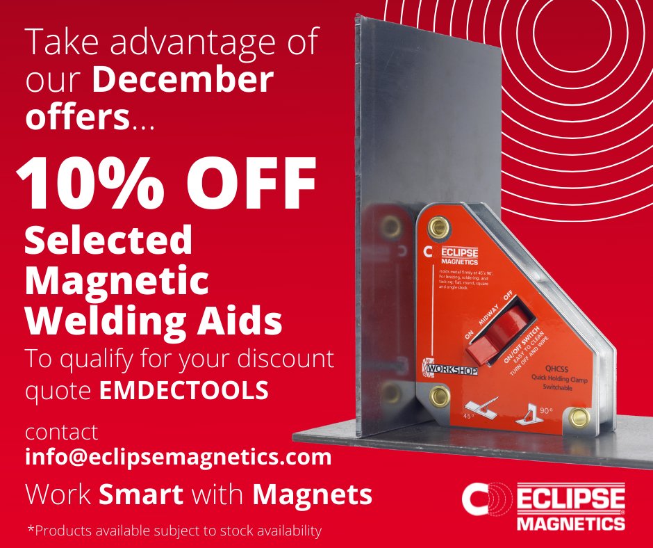 gtma1's tweet image. #gtmamember sharing their #decemberoffers
10&amp;amp; off Selected magnetic Welding aids. 
Click here ow.ly/vwCy50H4fzP for more information @EclipseMagnetic
