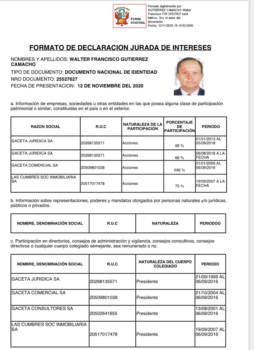 unchasqui's tweet photo. ¿Cómo es eso q la empresa del defensor del Pueblo, Wálter Gutiérrez, sigue contratando con el Estado? El 2020 facturó S/200 mil, el 2019, S/251 mil. No puedes dirigir una institución "pública" y ser empresario. Hay un claro conflicto de intereses y él que es abogado lo sabe bien. https://t.co/HFGIE3Dqxv