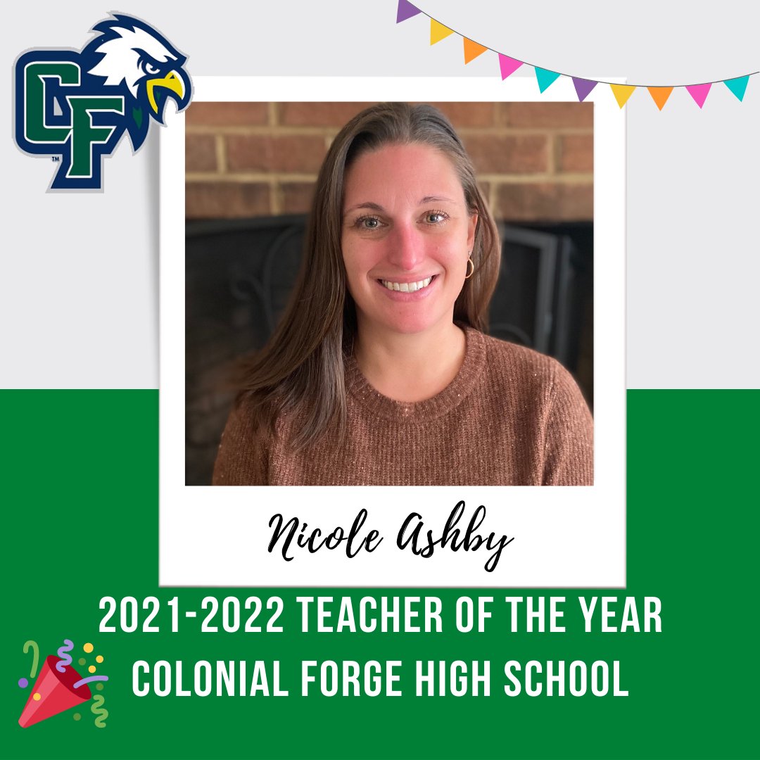 CForgeEagles's tweet photo. Congratulations to our 2021-2022 Colonial Forge High School Teacher of the Year, Nicole Ashby!! https://t.co/QvuBa7calu
