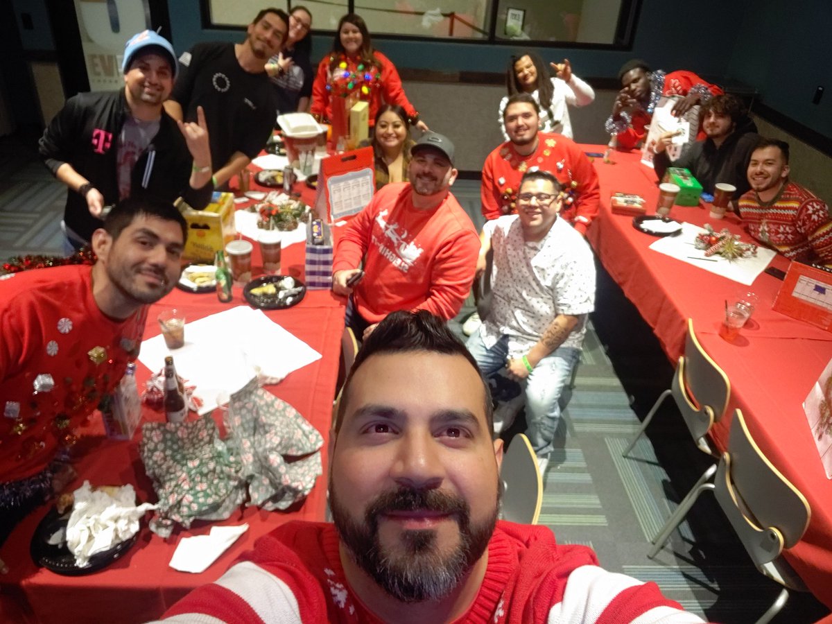 MetroLou2's tweet photo. Great holiday party celebrating my Amarillo team! 
Thankful for these leaders that make the market a success, @bobbyjsandersjr @OG_8121 and Jennifer Carrasco!

Our Nov ugly Christmas sweater contest was fun...for most of us 😁🌲 https://t.co/wjmvNzS5E2