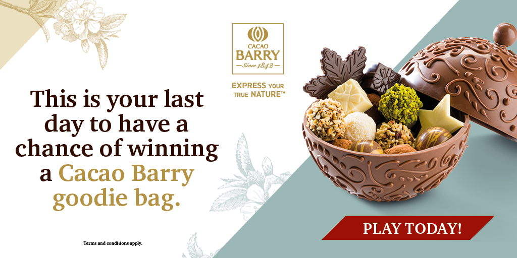 CacaoBarry_ENG's tweet photo. Our game ends at midnight tonight so this is your last chance to win a Cacao Barry goodie bag!
https://t.co/qt7HBSrASg
#cacaobarry #christmasgame #christmascomp #win #chocolate #unboxcreativity https://t.co/r8u5GV37Bh