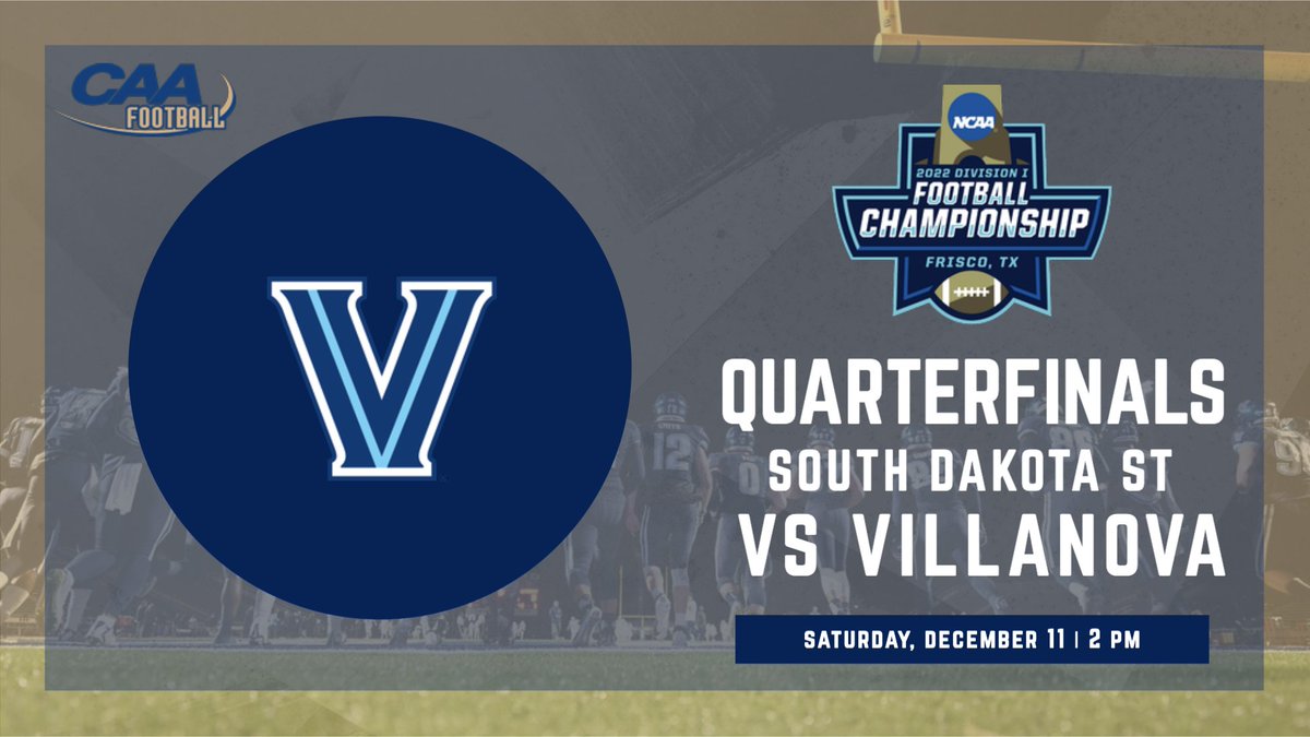 The quarterfinals are set! <a href="/NovaFootball/">Villanova Football</a> will play South Dakota St. next in the 2021 Division I FCS Football Championship 🏈

🗓 Saturday, December 11th 
🕗 2:00 PM ET 
📺 ESPN+

#CAAFB