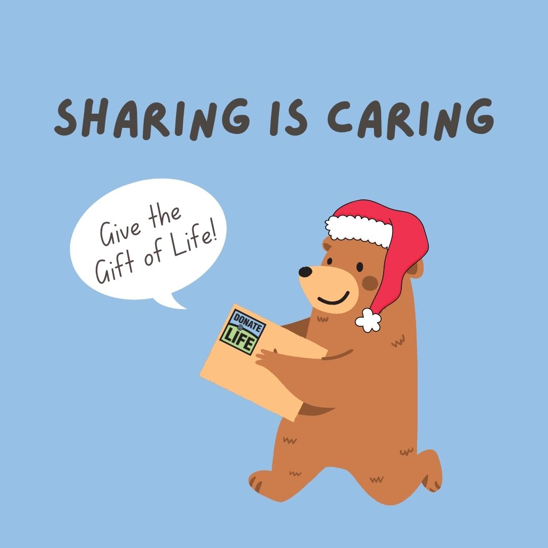 DonateLifeWY's tweet image. This holiday season, remember sharing is caring. And the best gift to share is the gift of life made possible with organ, eye and tissue donation. Say yes at DonateLifeWyoming.org! #DonateLife #Wyoming #CheckYes