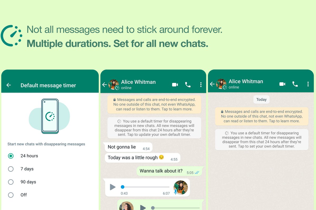 WhatsApp now lets you set all chats to disappear by default  
