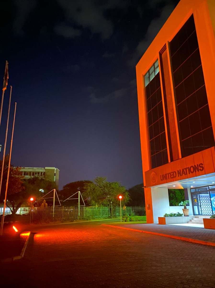 UNDP_Botswana's tweet photo. In line with this year’s 16 Days of Activism against #GBV theme—“Orange the world: End violence against women now!”— We illuminated the UN building in orange in support of the campaign to combat Violence Against Women &amp; Girls
#OrangeTheWorld #16Days https://t.co/0dmwir6g4c