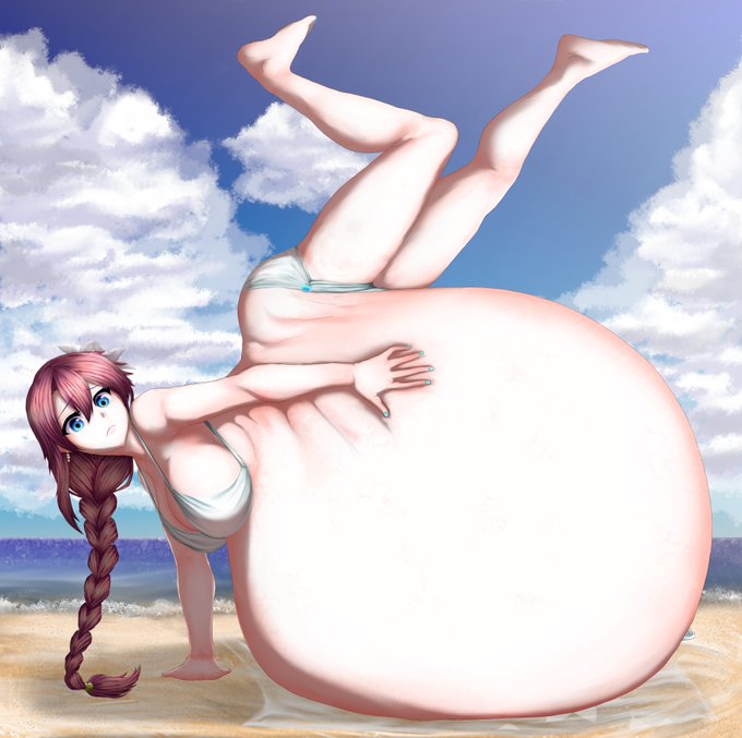 大きいボテ腹が映える体勢と視点探し。今年描いた絵で気に入ってまた描きたいと感じるのはこのあたりです。
Looking for positions and perspectives that show off the big belly. This is what I liked about the pictures I drew this year and would like to draw again. 