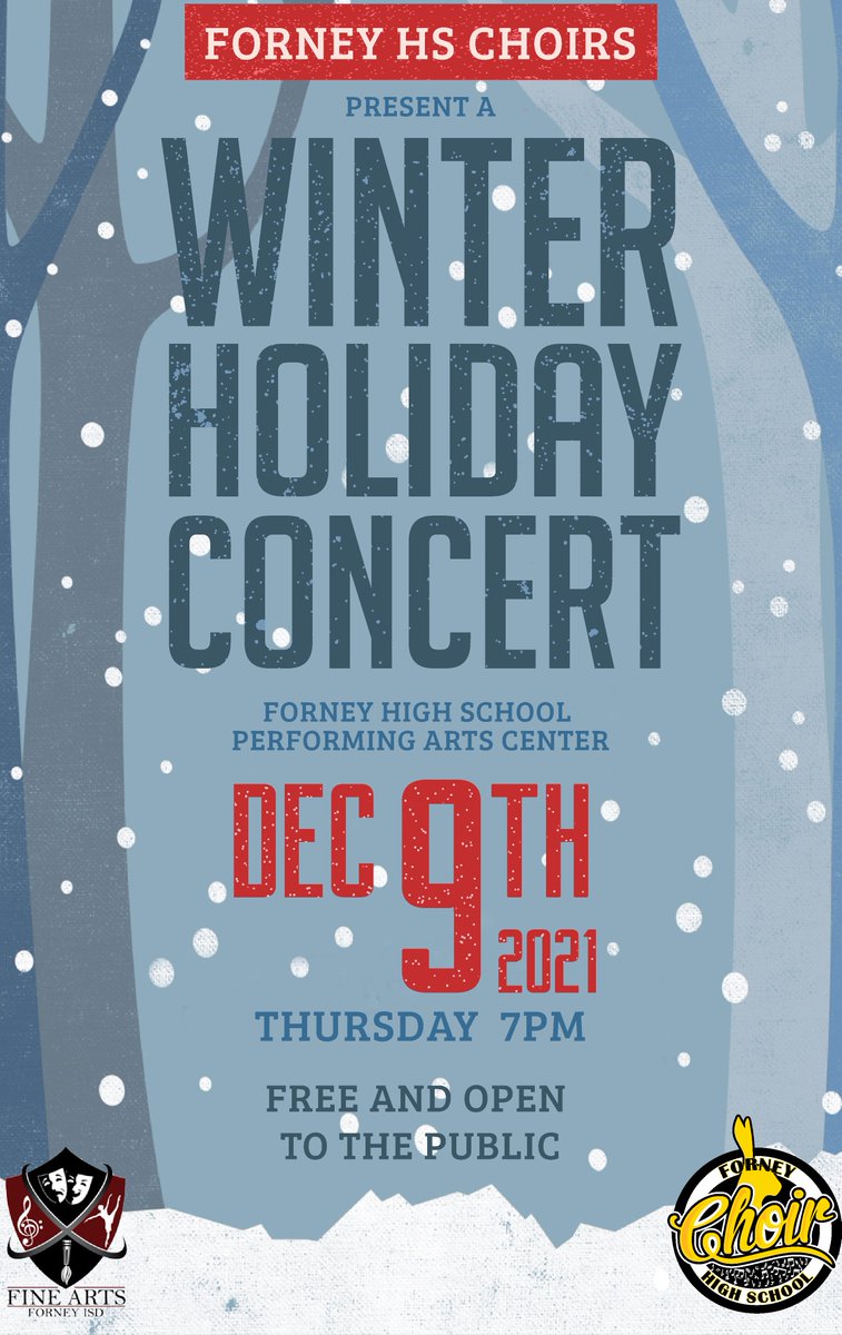 Forney_Rabbits's tweet photo. December 9th, The Forney High School Choirs are having their Winter Holiday Concert. It is free and open to the public. The show starts ay 7 PM https://t.co/yHGz70gCWX