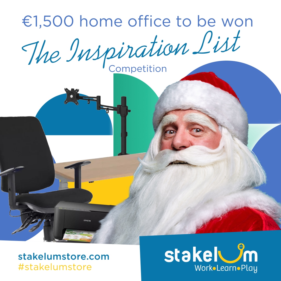StakelumOffice's tweet photo. This challenge couldn’t be more suitable for the remote workers around the country. 
After some truly testing months, we all know someone who deserves that special home office kit out. This prize is worth €1500.  https://t.co/R6SlPu8PbB #santa #competition #christmas #homeoffice https://t.co/eWxtRBL92N
