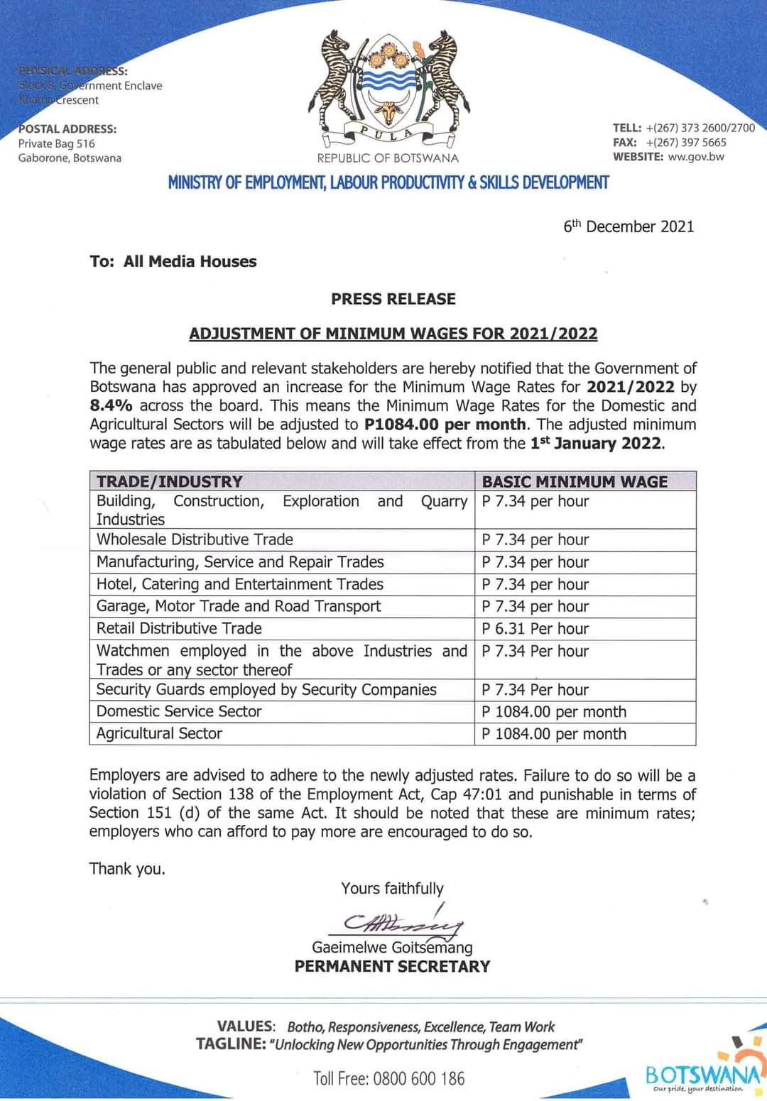 Botswana Government Salary Structure 2024 Company Salaries