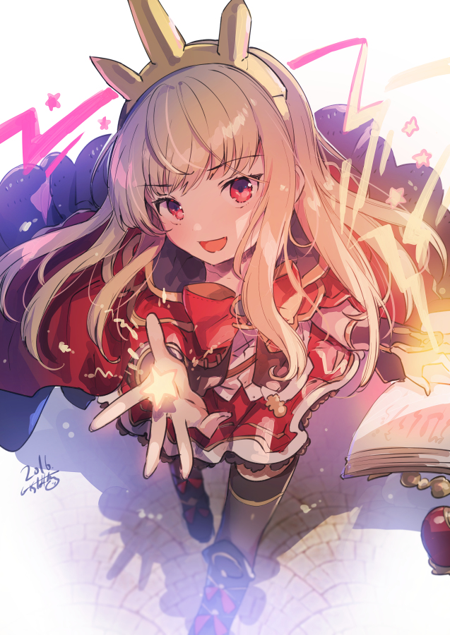 cagliostro (granblue fantasy) 1girl solo book long hair blonde hair open mouth smile  illustration images