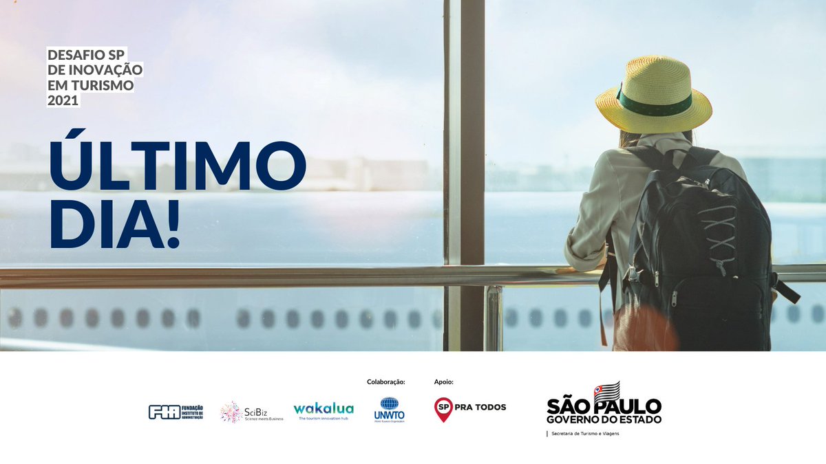 🚨 Último dia das inscrições para o DESAFIO SP de Inovação em Turismo 2021

Acelere o futuro da sua startup, consultoria ou projeto acadêmico, e junte-se aos grandes players do ecossistema de inovação e turismo! Inscrições fia.com.br/desafiosp

#desafioSP
