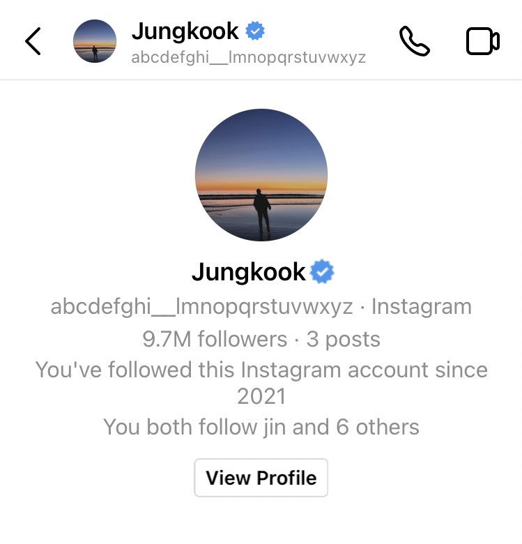 elljeon_'s tweet photo. HOLD ON.... jungkooks account is the only one which doesn't say "New instagram account" 😭😭😭 https://t.co/bmNXMrdpQM