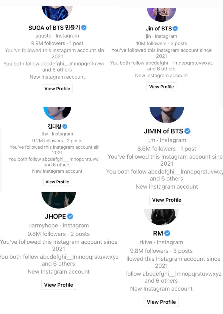 elljeon_'s tweet photo. HOLD ON.... jungkooks account is the only one which doesn't say "New instagram account" 😭😭😭 https://t.co/bmNXMrdpQM