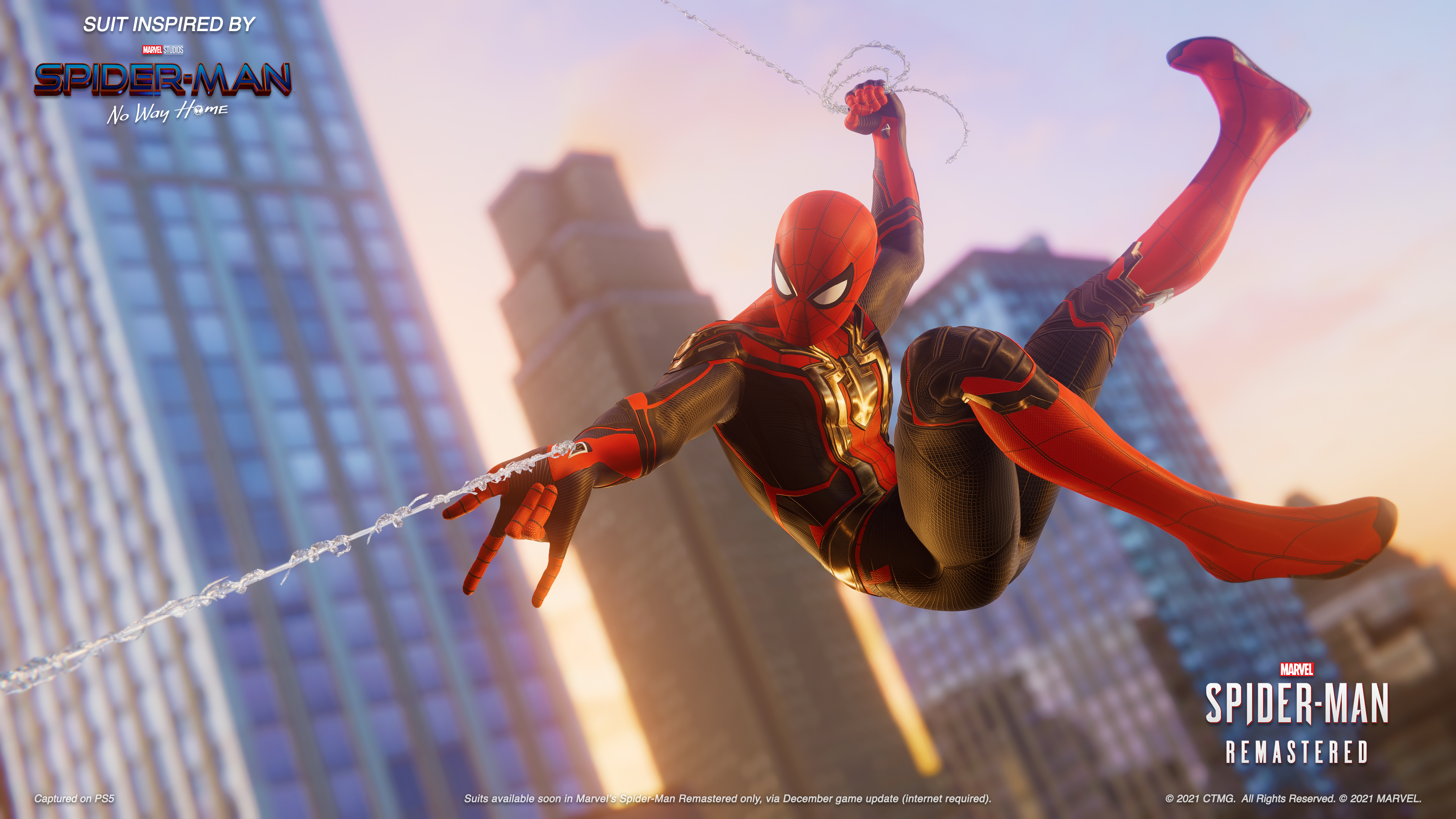 Insomniac Games on Twitter: "Two new suits inspired #SpiderManNoWayHome—exclusively in movie theaters Dec. 17th—are coming Dec. 10th Marvel's Spider-Man Remastered, only available on PlayStation 5 as part of Marvel's Spider-Man: