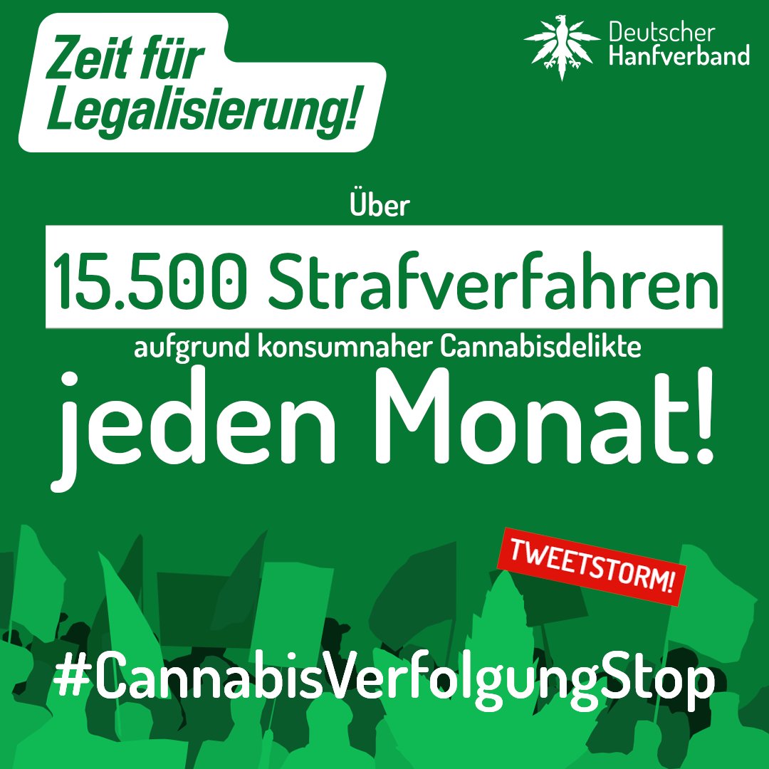 Jeden Monat werden  über 15.500 Strafverfahren aufgrund konsumnaher Cannabisdelikte eingeleitet. Die schädliche Konsumentenverfolgung muss so schnell wie möglich aufhören! #CannabisVerfolgungStop