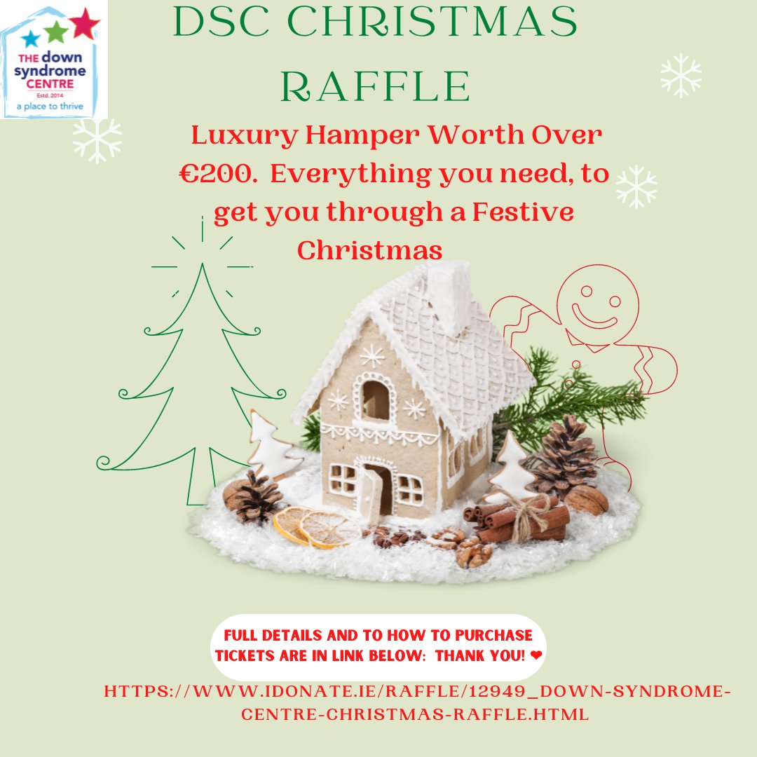 Downsyndromecen's tweet photo. Christmas Raffle 2021🌲🌟🌲 Link in Bio
#ChristmasRaffle
#TheDownSyndromeCentre
#IAmAble2
#PleaseSupportOurCentre
#ThankYou 💙💛 https://t.co/oF9LEFlo22