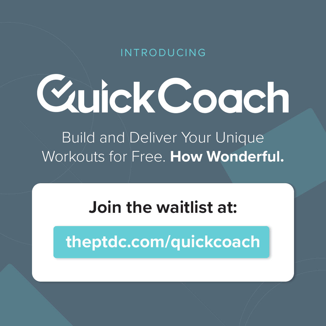Introducing QuickCoach, a free software tool for independent trainers.

And it’s free. Not a free trial. Not free for a certain # of clients.

Totally free with no feature limitations.

Get first access by signing up at theptdc.com/quickcoach 
—
#personaltrainersoftware #trainer