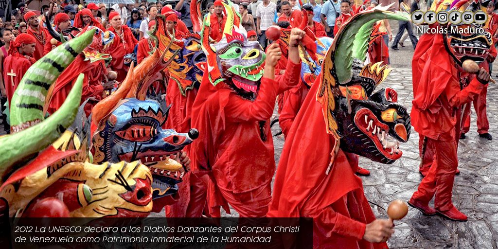 Hace 9 años, la UNESCO declaró a los Diablos Danzantes del Corpus Christi, Patrimonio Inmaterial de la Humanidad, una expresión cultural de nuestras raíces ancestrales y espirituales que tiene más de cuatro siglos. ¡Los Felicito!
