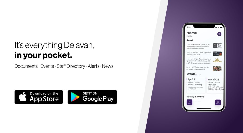 Delavan_Schools's tweet photo. If you haven't yet downloaded Delavan CUSD #703’s new app...you are missing out! Access documents, news updates, even emergency notifications! Download the app on Android: https://t.co/lLne4SZN6x or iPhone: https://t.co/cKnDocdFVn. https://t.co/KFrtQikXH0