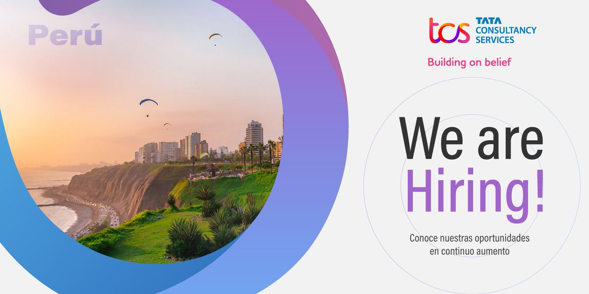 TCS_Latam's tweet photo. En TCS Perú, contamos con nuevas y grandes oportunidades laborales. Si estás interesado, ingresa al link 👇 y explora todas las vacantes que tenemos: https://t.co/RVchd5VEaj Anímate y sé parte de una de las mejores empresas de TI a nivel global. Te esperamos. #TCSPeru #Empleo https://t.co/RLHNBSk4xi