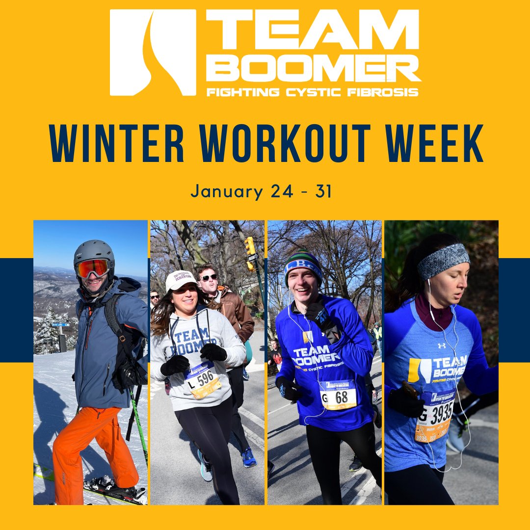cysticfibrosis's tweet photo. #FightCFAnywhere with Team Boomer for Winter Workout Week by committing to o-n-e full week of ANY activity to kick off 2022 right!
When you sign up, you'll have access to at-home virtual classes, a healthy cookbook, a Team Boomer winter hat, and more!
https://t.co/w7liSevCIm https://t.co/RJkvjo6RXp