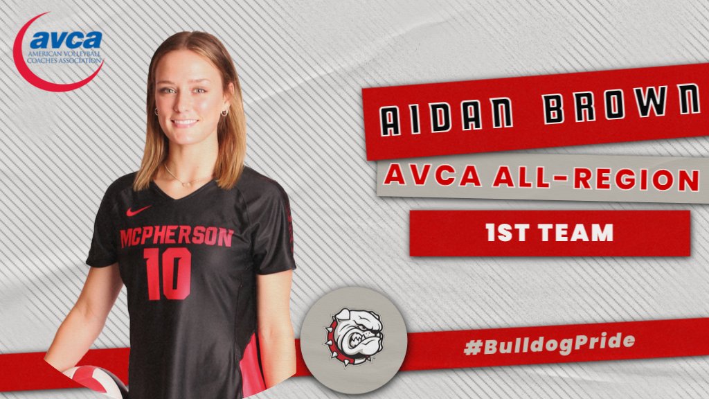 MacCollegeVB's tweet photo. Congratulations to Aidan Brown, and Morgan Watson both named this week to the @AVCAVolleyball All-Region Team #BulldogPride https://t.co/JzPOKL9wJ3
