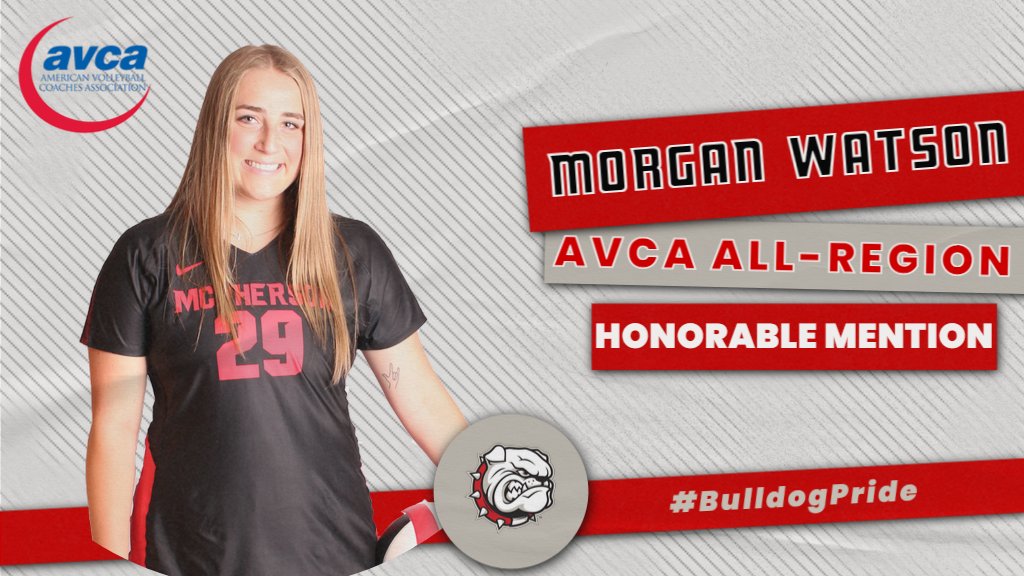 MacCollegeVB's tweet photo. Congratulations to Aidan Brown, and Morgan Watson both named this week to the @AVCAVolleyball All-Region Team #BulldogPride https://t.co/JzPOKL9wJ3