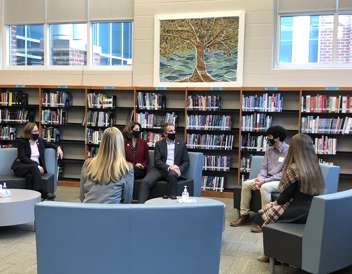 HenricoSchools's tweet photo. Thanks to Gov. Ralph Northam; Pam Northam, Virginia’s first lady; and Fran Bradford, Virginia’s secretary of education, for visiting Glen Allen H.S. today to talk education with GAHS students and staff and HCPS leaders! https://t.co/0Tzmw9epZP