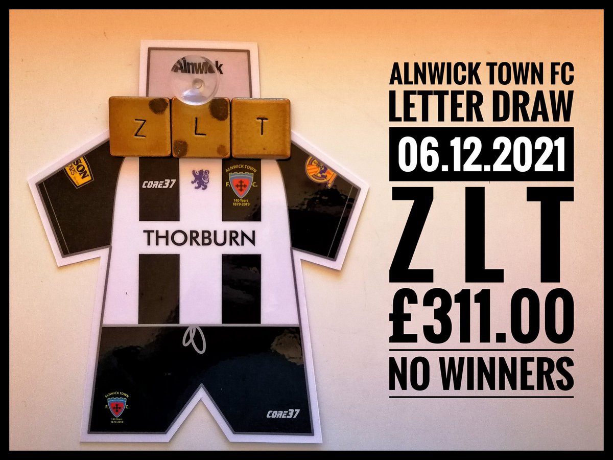 AlnwickTownAFC's tweet photo. 🗣️ Letter Draw Result
🗓️ 06.12.2021
🔠 Z L T
💰 £311.00*
🎉 No Winners
🔮 Next week estimate £450
@juniors_atfc
@AlnwickTownLFC
New car kits available in the clubhouse £5 each limited stock!
#AlnwickTown #LetterDraw #Alnwick #Fundraising https://t.co/HEQWj7i2LZ