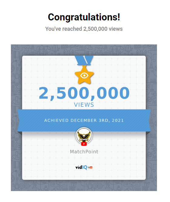 MatchPoint012's tweet image. 2.5 million views on YouTube

Thank you ❤