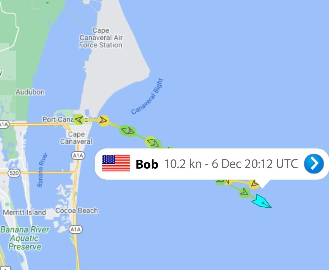 spaceOFFSHORE's tweet photo. Departure! Bob is outbound for IXPE fairing recovery operations. https://t.co/cA360bv0r5