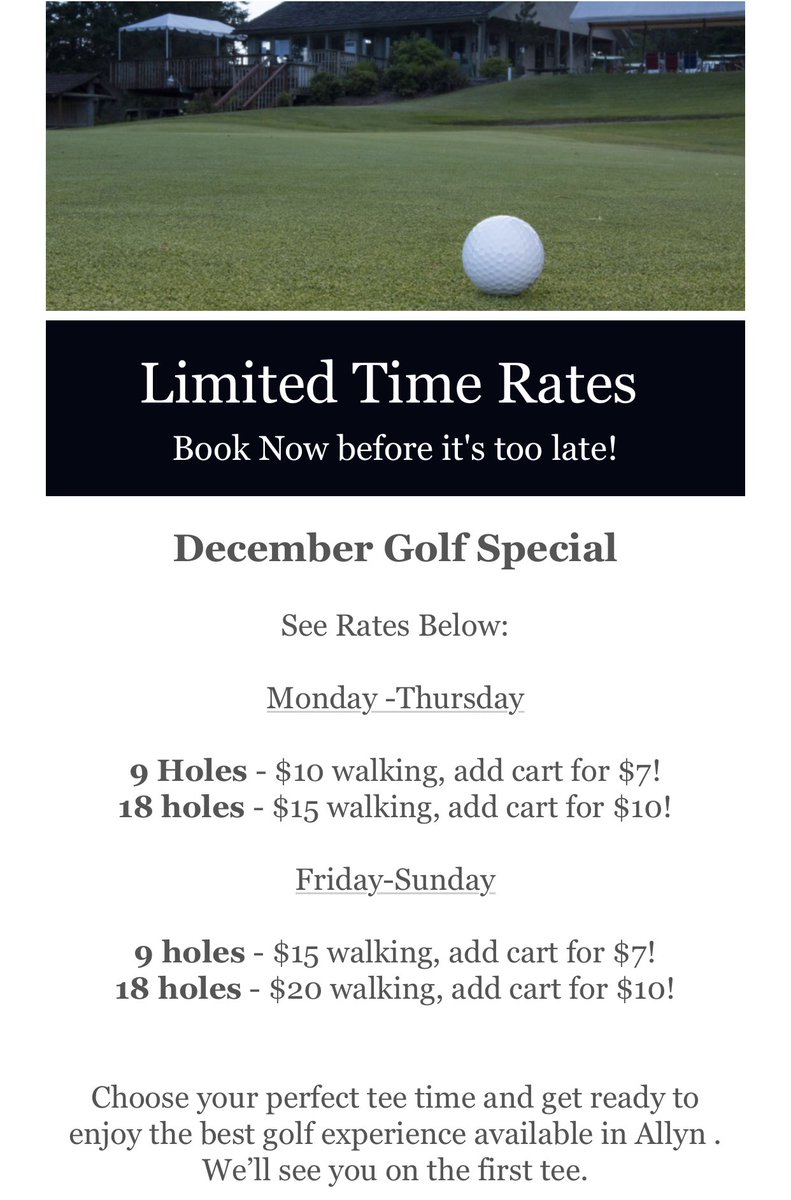 LLVGCC's tweet image. December Specials!!  Book online today at Lakelandvillagegc.com or call the pro shop at 360-275-6100