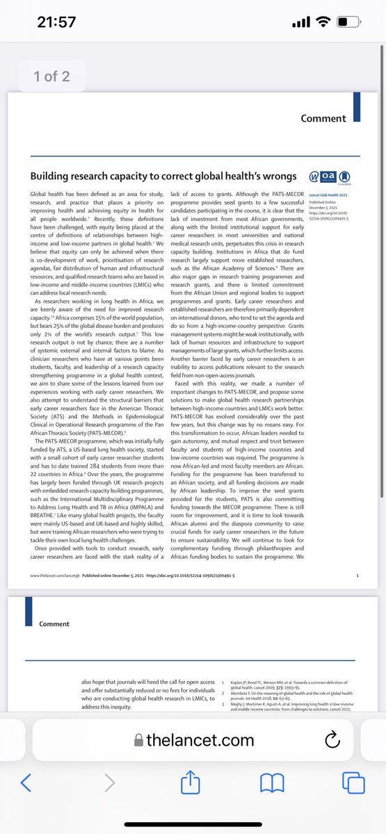 bronchigirl's tweet image. Our Commentary published online in Lancet Global Health on research capacity strengthening from an African perspective- the PATS MECOR story. @patscommunity @LatinMecor @atscommunity @PresidentATS @UKZNCHS @AFREHealth