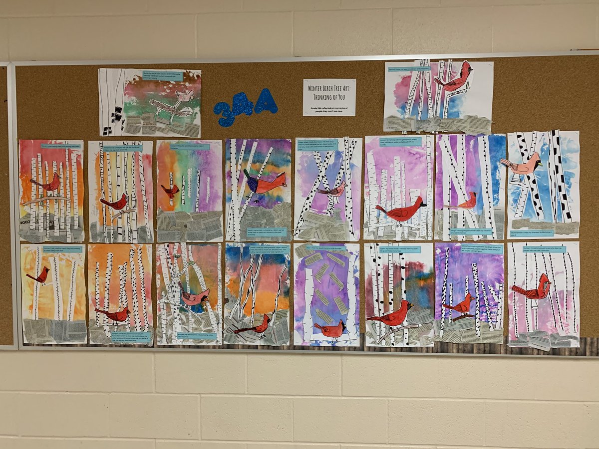 PETLMoveIt's tweet photo. ⁦@LorenvillePS⁩ Winter Birch Tree Art: Thinking of You. Grade 3-4 https://t.co/K9KMN05H2R