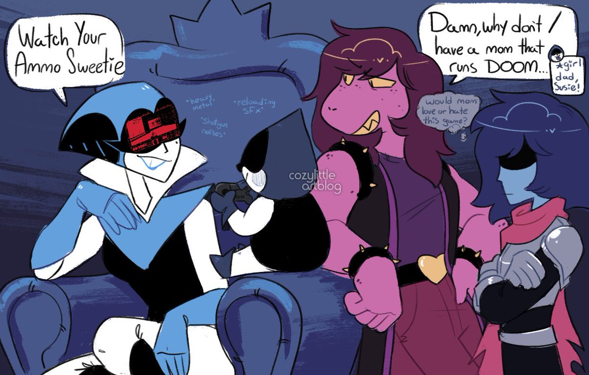MizGalaxxi's tweet photo. queencember day 6: gaming 🎮
does queen deltarune run doom? ofc she does. everything does. #DELTARUNE https://t.co/bWVcw33KMo