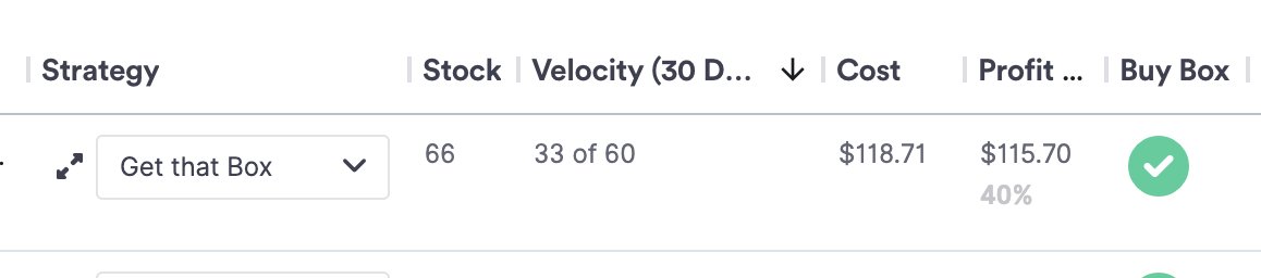jonahhodges_'s tweet photo. When the buy &amp; hold is successful and you start hitting your max price >>

Velocity (sales per month) = 33 ( My set target is 60)
Stock = 66 left
ROI = 97%

Still trying to find that sweet spot

My repricer is @InformedHQ https://t.co/v0PVV9rUKA