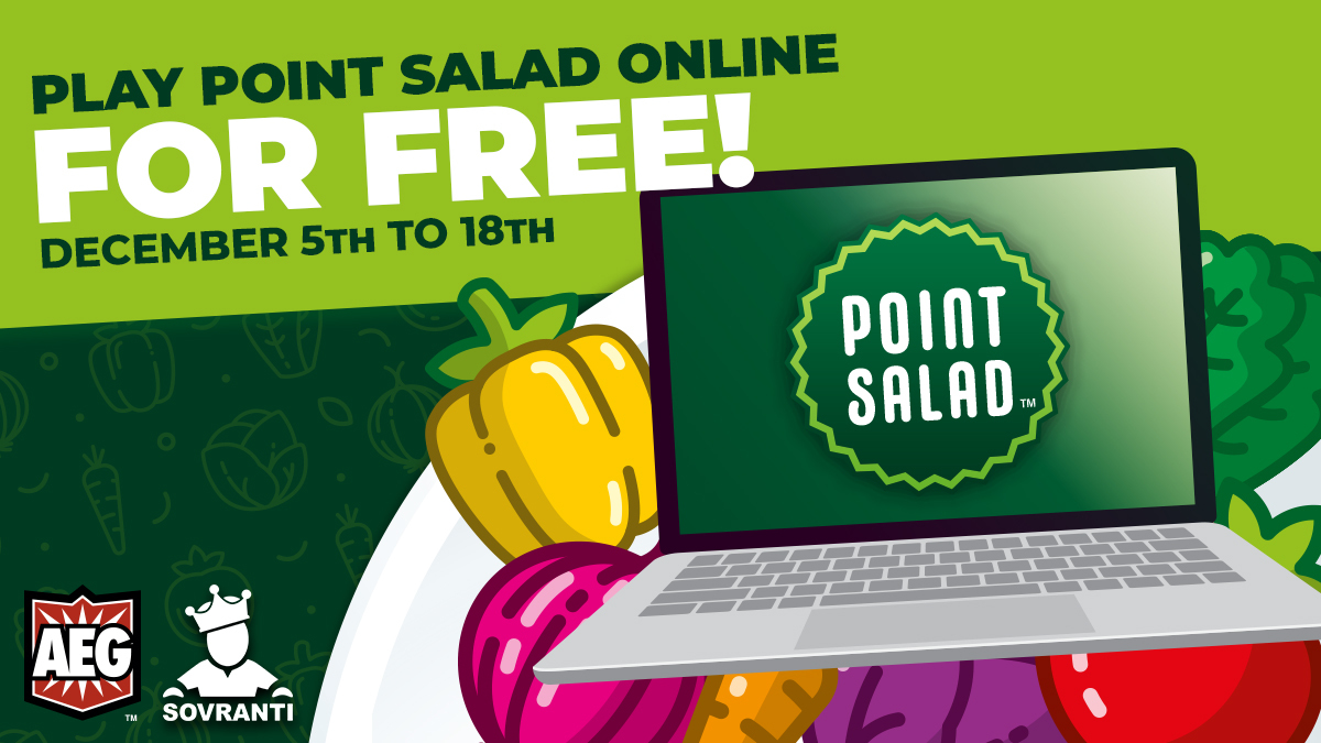 alderac's tweet photo. Play Point Salad online for FREE from December 5 to 18!

Download the @sovranti app now! https://t.co/6EURtDaMUJ

#boardgames #family #familygames https://t.co/M9Zu0jVlok