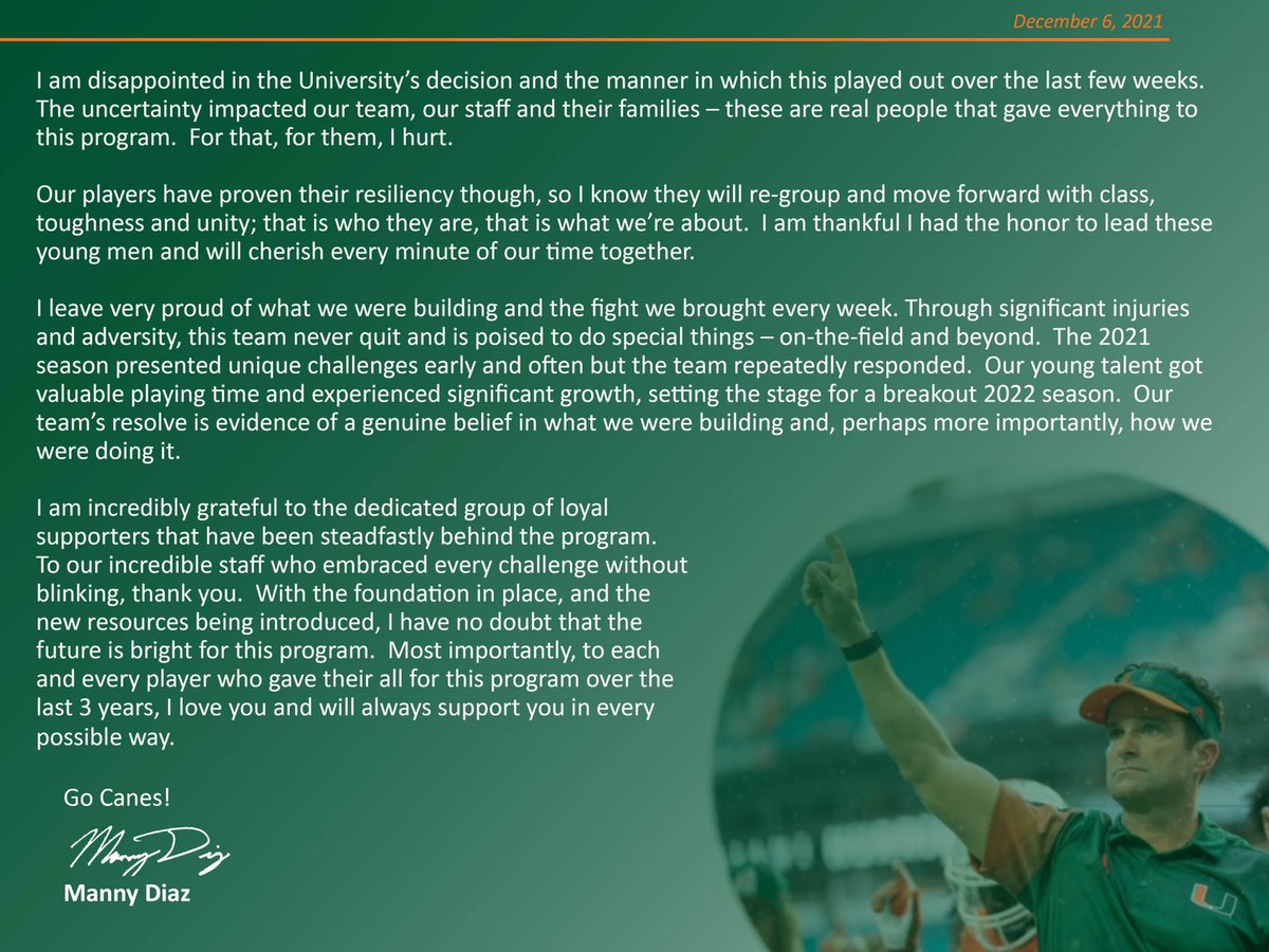 Manny Diaz (@coach_mannydiaz) on Twitter photo 