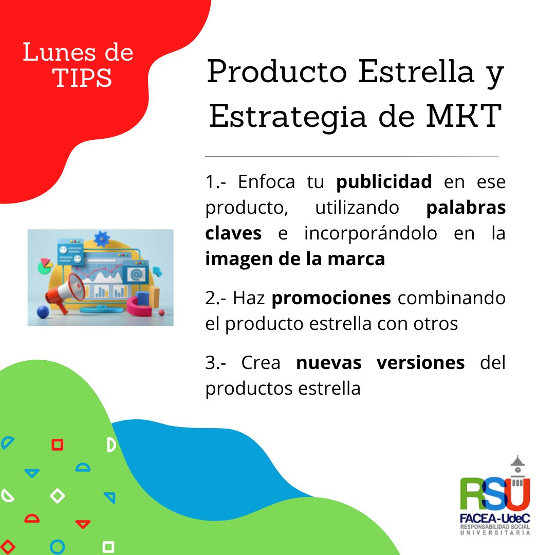Para este #LunesDeTips compartimos estrategias de marketing, una vez identificado el producto estrella ⭐💡
#RSUFacea #marketingstrategy #Chile
