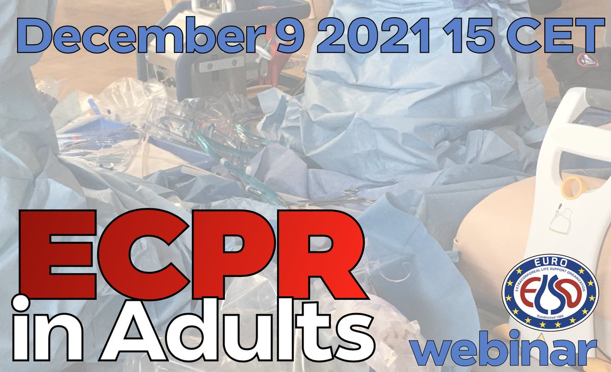 #ECPR in adults: do NOT miss next Euro ELSO webinar: President <a href="/jan_belohlavek/">Jan Belohlavek</a> will provide an update!! Maybe new data??
Moderared by <a href="/Schellongowski/">Peter Schellongowski💜</a>

Register now at 
🖇 bit.ly/3F9vHid
Open access #FOAMcc #FOAMecmo #ECMO #ECLS 
🗓 December 9 2021, 15 CET