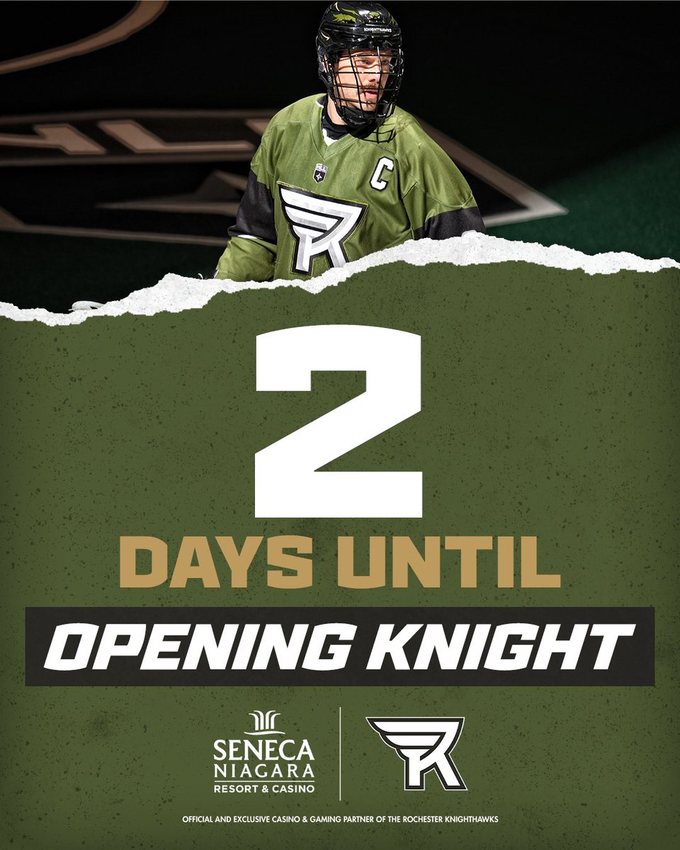 TWO DAYS UNTIL OPENING KNIGHT!

Be sure to get your tickets: rochesterknighthawks.com/tickets