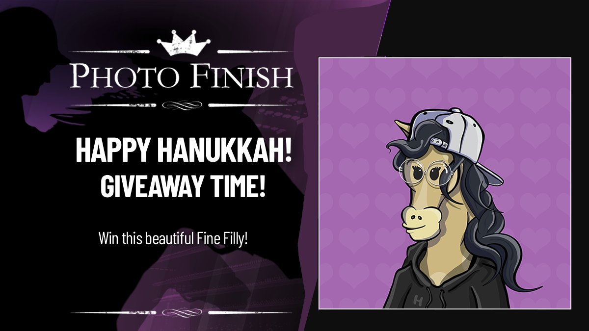 From the Photo Finish 2 team to your family, Happy Hanukkah to all who celebrate 🕎
Share this tweet and tag 3 friends for a chance to win this Fine Filly! 🏆🏇
Hanukkah ends at sundown tonight, so start sharing and tagging!  The winner will be chosen around 7:30 PM EST! 🌇