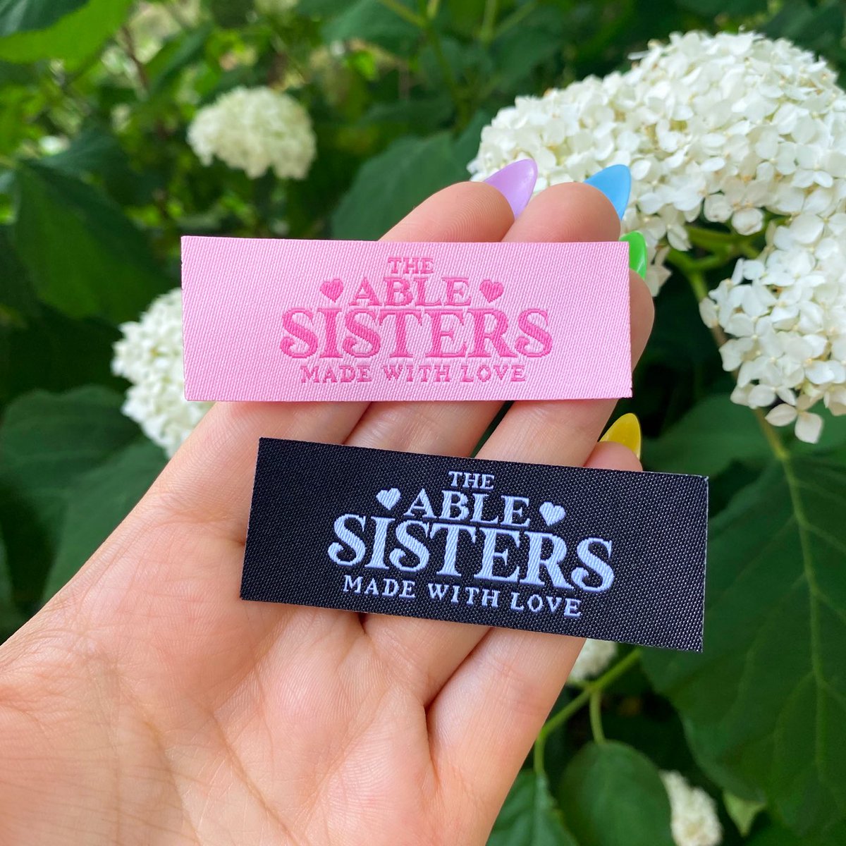 _sugarbones's tweet photo. made these little woven able sisters patches to iron onto your clothes to make it look like you purchased them from their shop (ᴗ͈ˬᴗ͈)♡ https://t.co/HLVHaL4aPd
