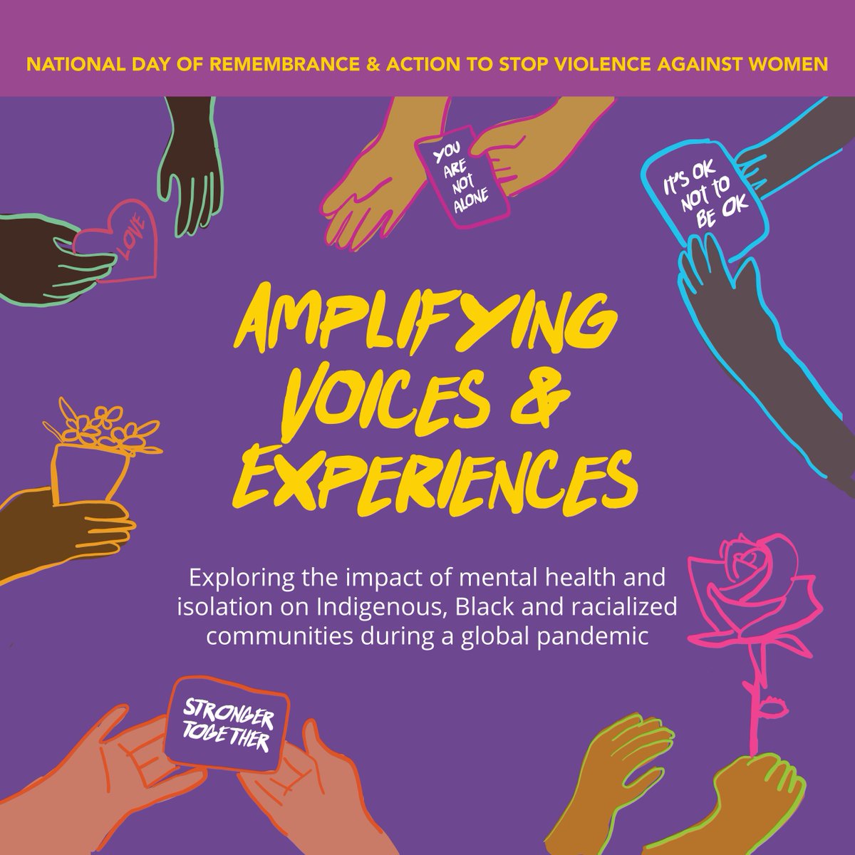 tngcommunityTO's tweet photo. It's not too late, join us 3:30pm National Day of Remembrance &amp; Action to End Violence Against Women. We will explore the impact of mental health &amp; isolation on Indigenous, Black &amp; racialized communities during a global pandemic. Click to register https://t.co/1bH7wTtZxd #16Days https://t.co/kI4i2eNz3d