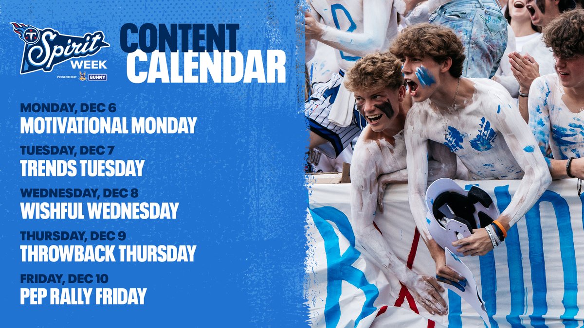 The students of <a href="/wcsCCTE/">wcsCCTE</a> will be programming all <a href="/Titans/">Tennessee Titans</a> social channels this week for Spirit Week!