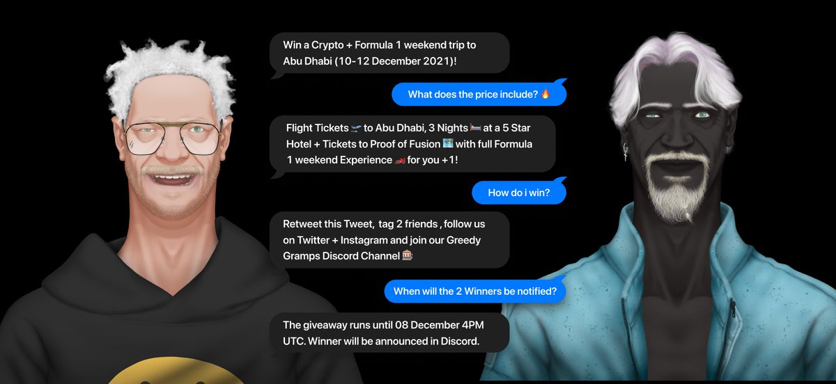 greedygrampsnft's tweet photo. In order to have a chance to win this unforgettable experience, retweet this tweet, tag 2 friends, follow us on Twitter + Instagram and join our Greedy Gramps Discord Channel 🎰. https://t.co/eCHHTMCQBH