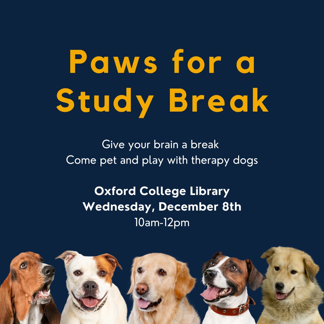 OxLibrary's tweet image. Take a break from studying this Wednesday from 10am-12pm, and come relax with therapy dogs in the library! 🐶